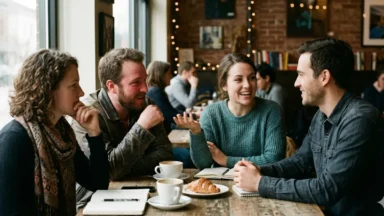 Personas conversando y haciendo preguntas para conocerse mejor en un ambiente relajado