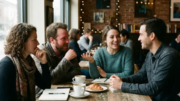 Personas conversando y haciendo preguntas para conocerse mejor en un ambiente relajado