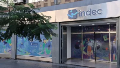 Fachada del INDEC tras la publicación del dato de inflación mayorista del 1,6%