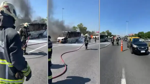 Micro de la Policía se incendió