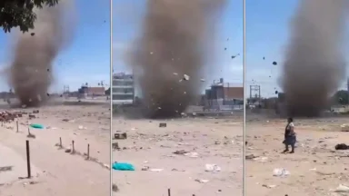 Remolino de polvo en Florencio Varela