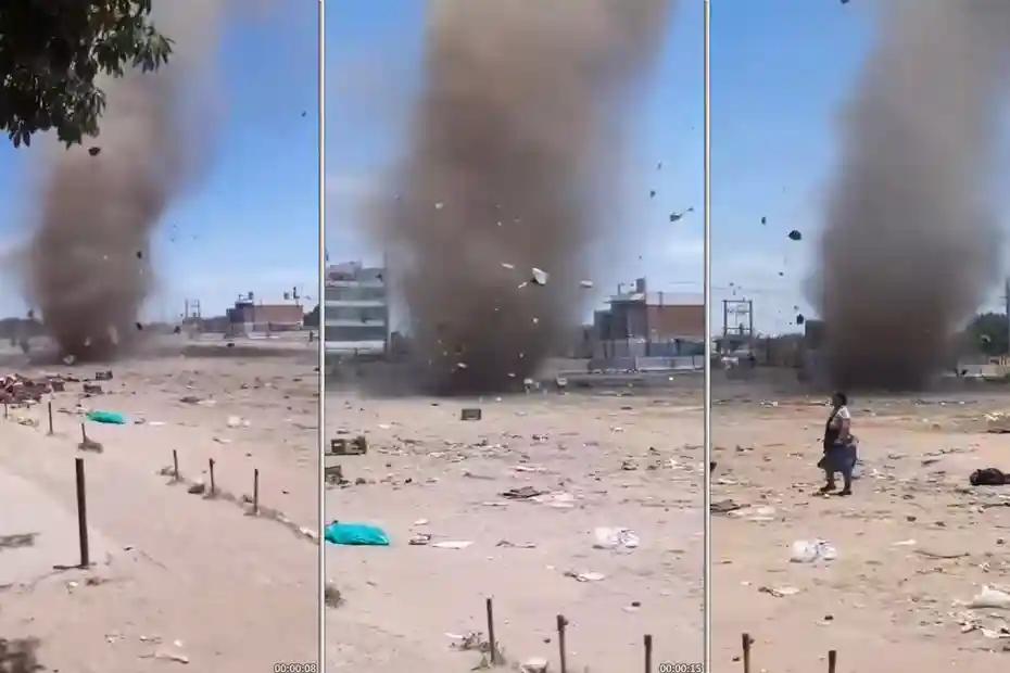 Remolino de polvo en Florencio Varela