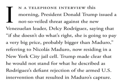 Trump amenaza a Delcy Rodríguez