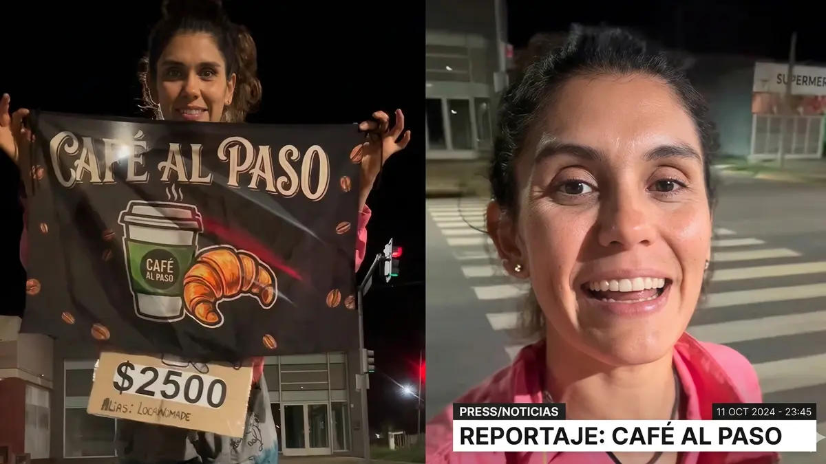 Agustina Murúa vendiendo café antes de ir a dar clases en San Nicolás