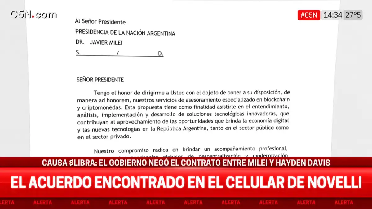 Documento digital recuperado en pericia del caso $LIBRA vinculado a Javier Milei