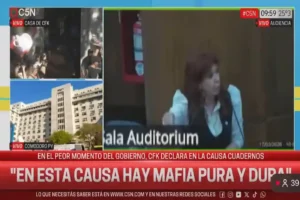 Cristina Kirchner declarando en tribunales en la causa Vialidad