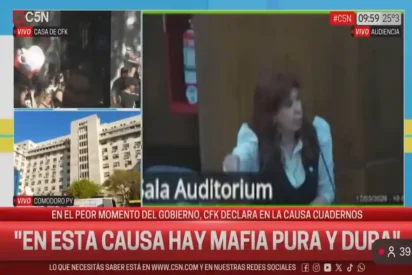 Cristina Kirchner declarando en tribunales en la causa Vialidad