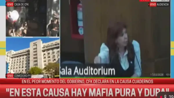 Cristina Kirchner declarando en tribunales en la causa Vialidad