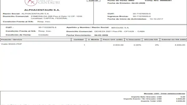 Facturas del vuelo de Manuel Adorni analizadas en la investigación judicial sobre su viaje a Punta del Este