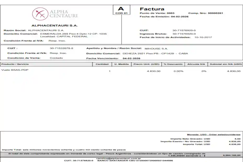 Facturas del vuelo de Manuel Adorni analizadas en la investigación judicial sobre su viaje a Punta del Este
