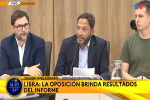 Maximiliano Ferraro anunciando medidas en el Congreso por el caso $LIBRA