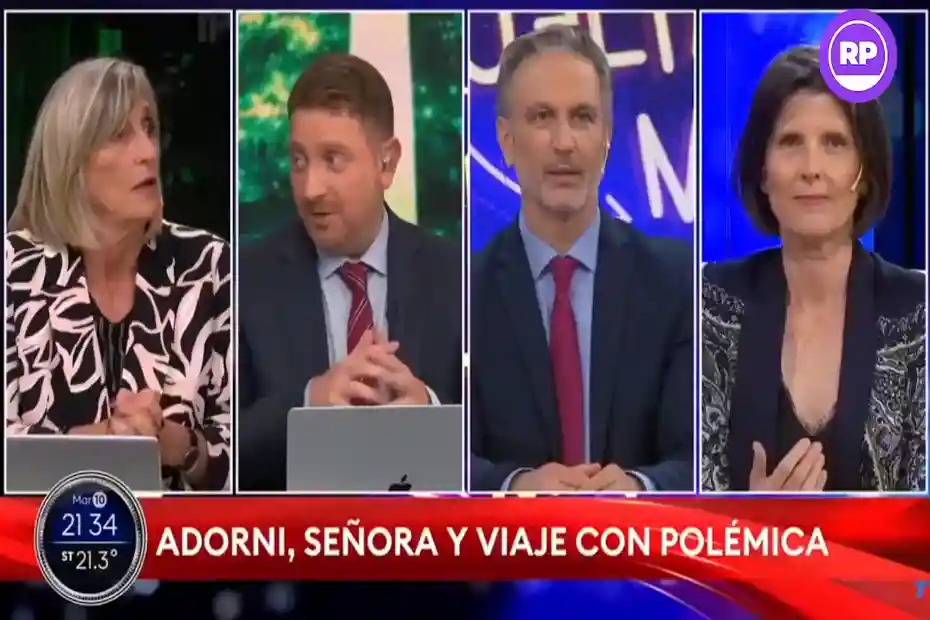 Jonatan Viale y Diego Sehinkman durante debate televisivo sobre el avión presidencial y Manuel Adorni