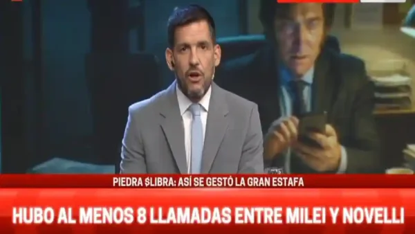 Ariel Zak expone comunicaciones entre Mauricio Novelli y Javier Milei en informe televisivo.
