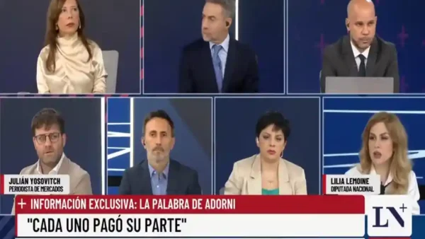 Lilia Lemoine en debate televisivo defendiendo a Manuel Adorni por el viaje de Bettina Angeletti