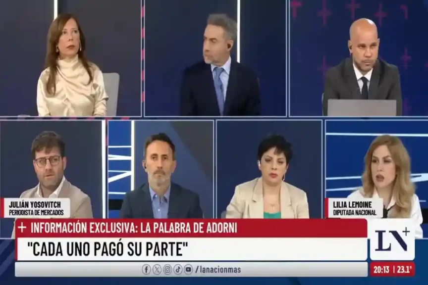 Lilia Lemoine en debate televisivo defendiendo a Manuel Adorni por el viaje de Bettina Angeletti