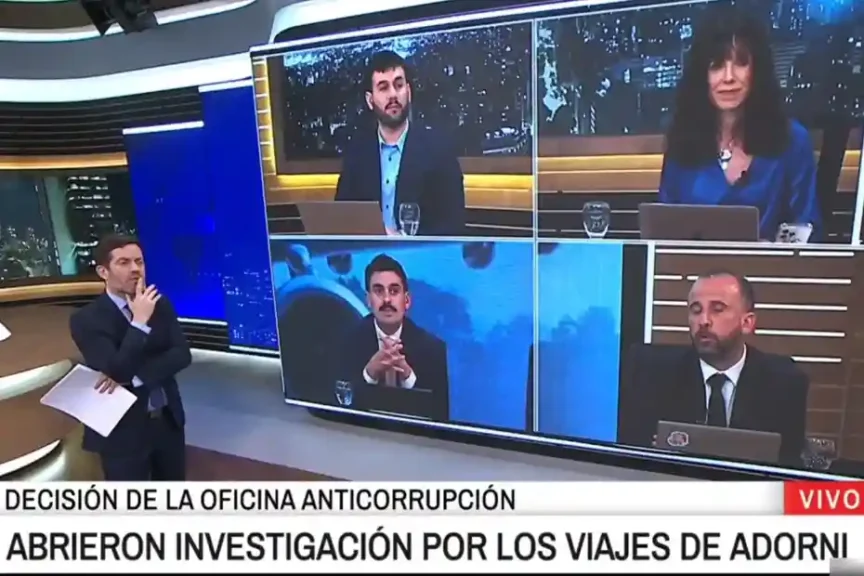 Manu Jove durante el debate en A24 sobre el regreso de Manuel Adorni desde Nueva York