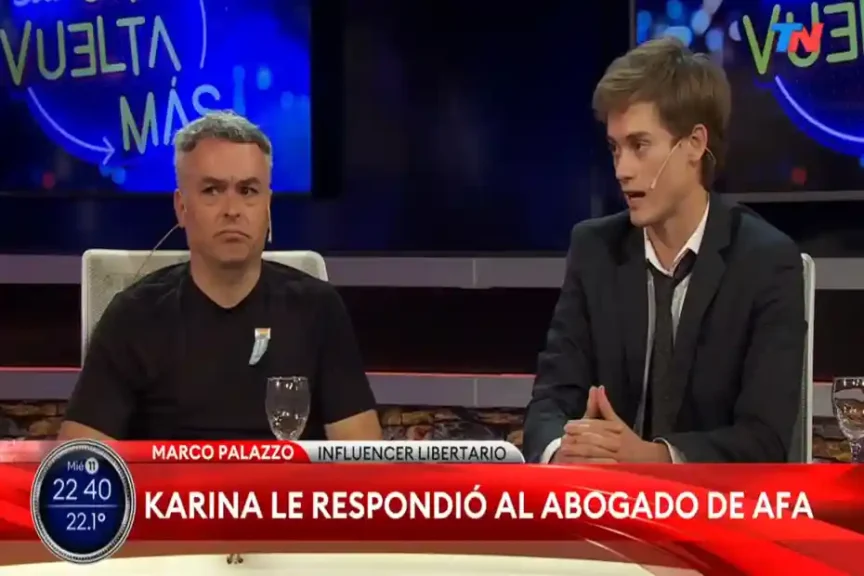 Marco Palazzo durante debate televisivo en TN sobre la AFA