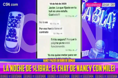 Nancy Pazos revelando el chat con Javier Milei sobre el caso $LIBRA