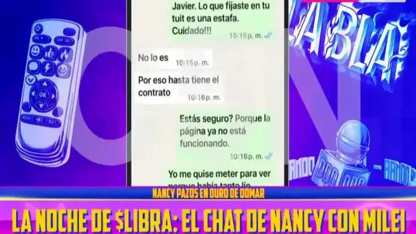 Nancy Pazos revelando el chat con Javier Milei sobre el caso $LIBRA