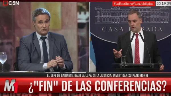 Pablo Ibáñez durante el análisis sobre la suspensión de la conferencia de Manuel Adorni