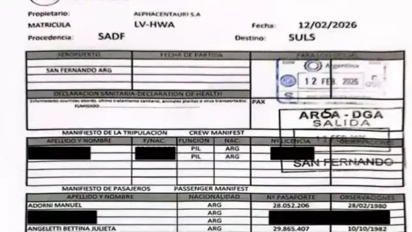 Documento del vuelo privado que vincula a Manuel Adorni con viaje a Punta del Este