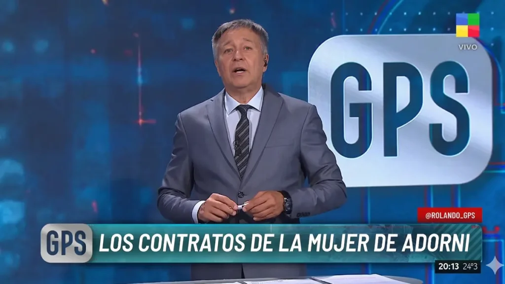 Rolando Graña durante un informe en GPS sobre Manuel Adorni y su entorno familiar