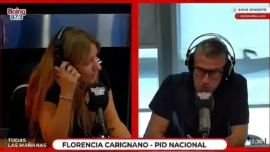 Momento de la entrevista a Florencia Carignano en Radio Boing