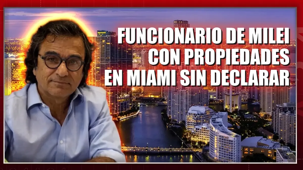 Denuncia televisiva sobre propiedades no declaradas de Carlos Frugoni en Miami.