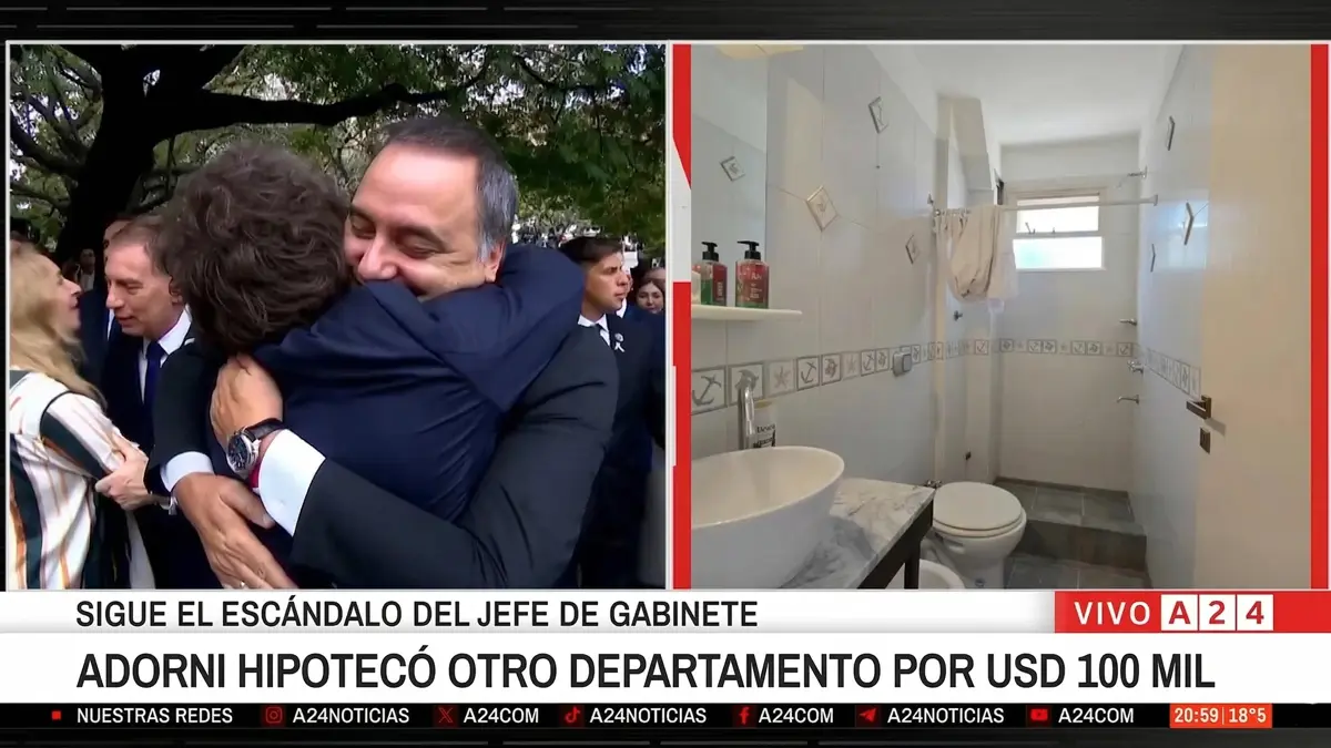 Cecilia Hufflet informando sobre las hipotecas de Manuel Adorni en televisión