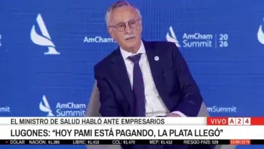 Mario Lugones durante una exposición sobre el PAMI