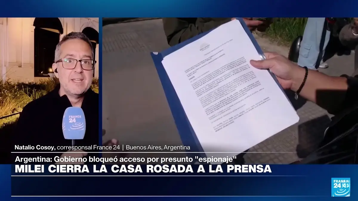Milei cerró la Casa Rosada a la prensa según el informe de France 24.