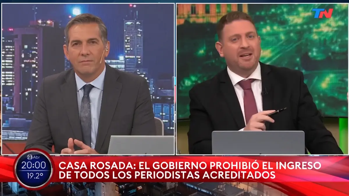 Debate televisivo sobre la prohibición de ingreso de periodistas a la Rosada y las críticas que generó.
