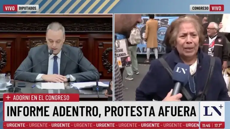 “Quiero que se vaya este tipo”: el reclamo de una jubilada en una marcha frente al Congreso