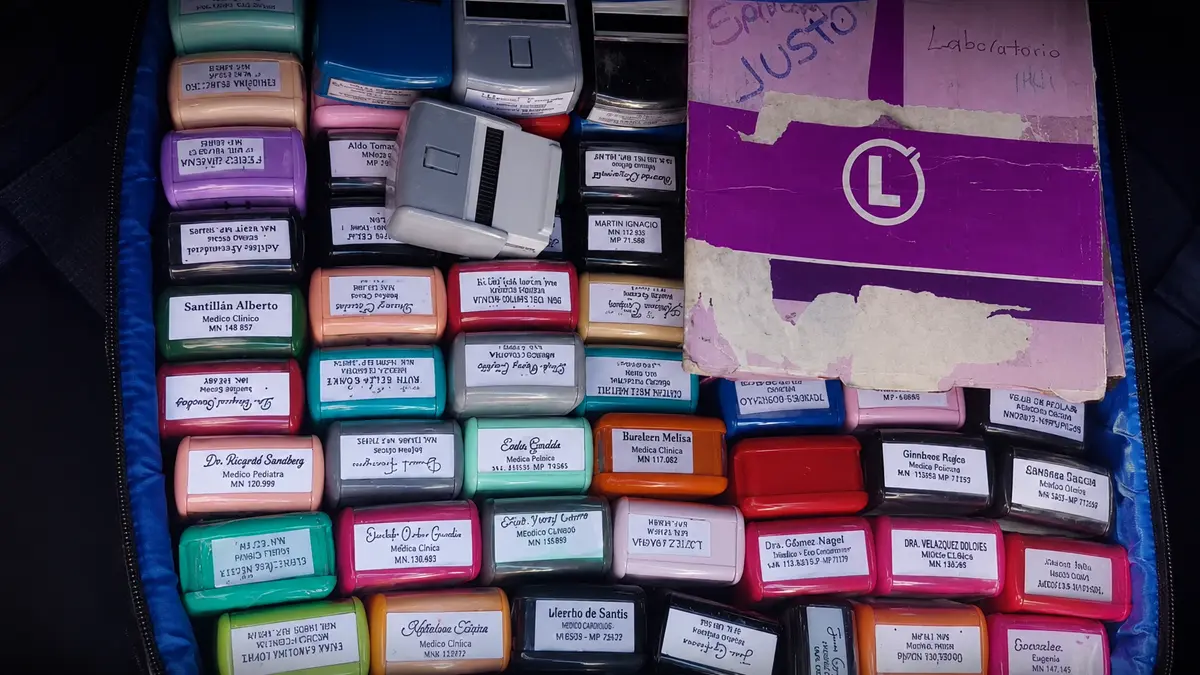 Sellos truchos de Argentina Salud secuestrados en la investigación por clínicas ilegales en La Matanza
