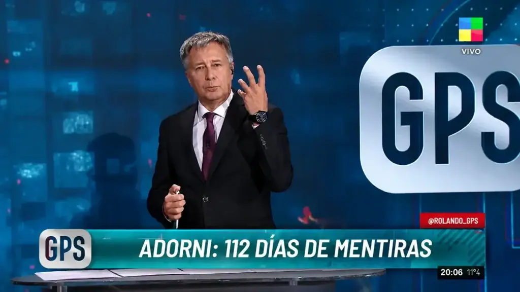 Rolando Graña durante su editorial sobre Adorni, Milei y Santilli