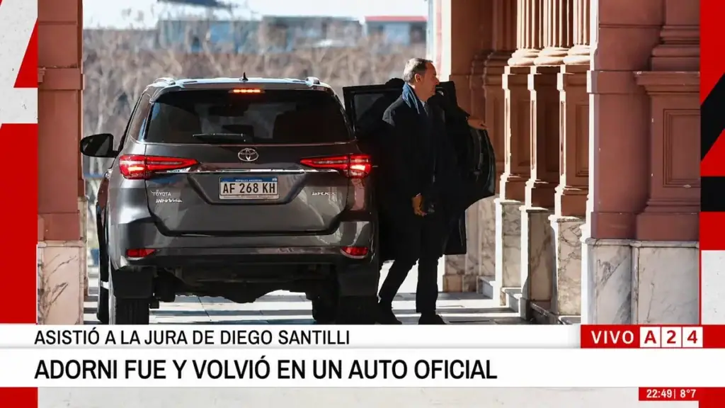 Manuel Adorni auto oficial tras dejar la Jefatura de Gabinete en Casa Rosada