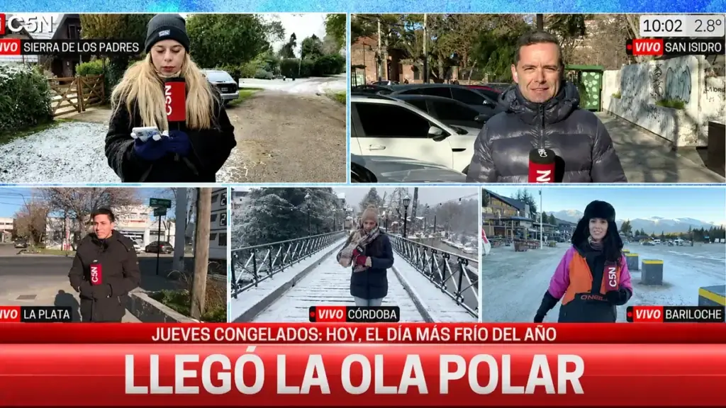 Ola polar en Argentina con nieve, heladas y temperaturas bajo cero en distintas regiones del país