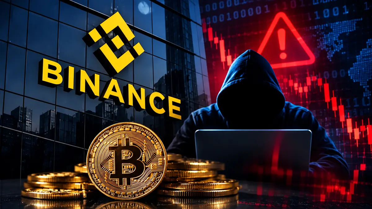 Logotipo de Binance, plataforma de criptomonedas que informó un hackeo a Binance con pérdidas estimadas de US$6.300 millones.